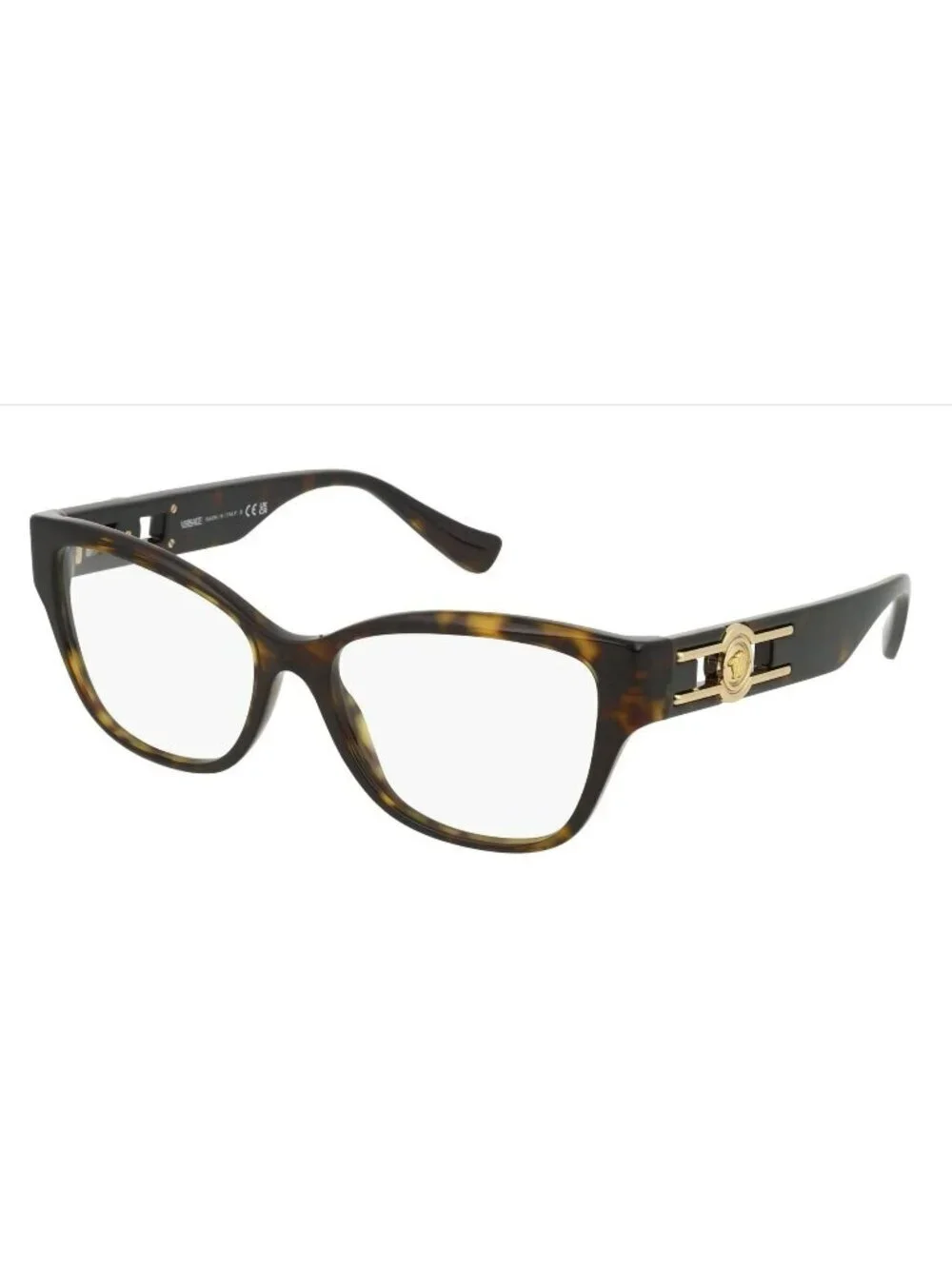 Versace Tortoise Cat Eye RX Glasses Gold Medusa New 3347